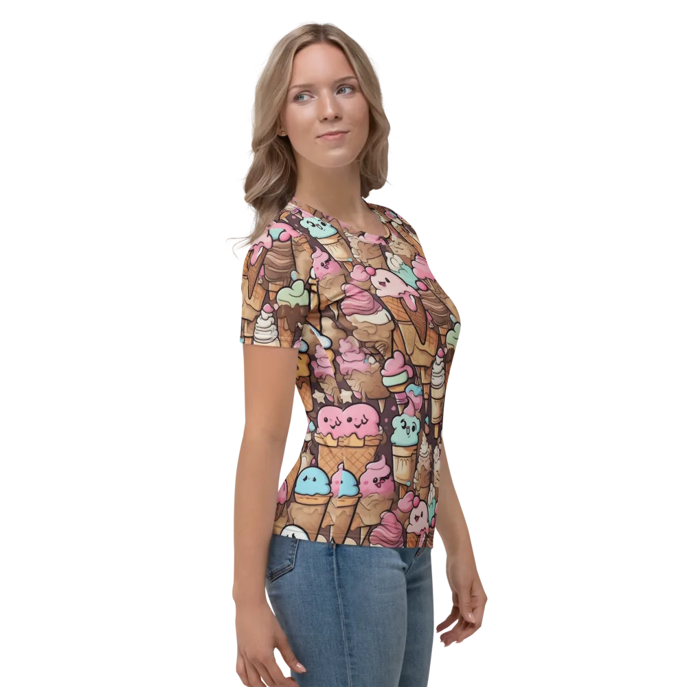 Sugar Swirl Parade on Women's Crew Neck T-Shirt — Right