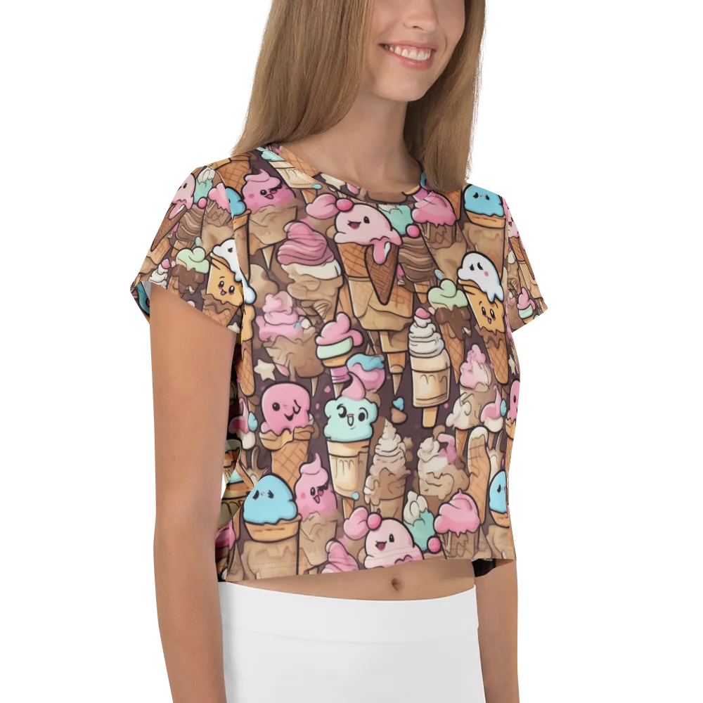 Sugar Swirl Parade on Crop Tee — Right
