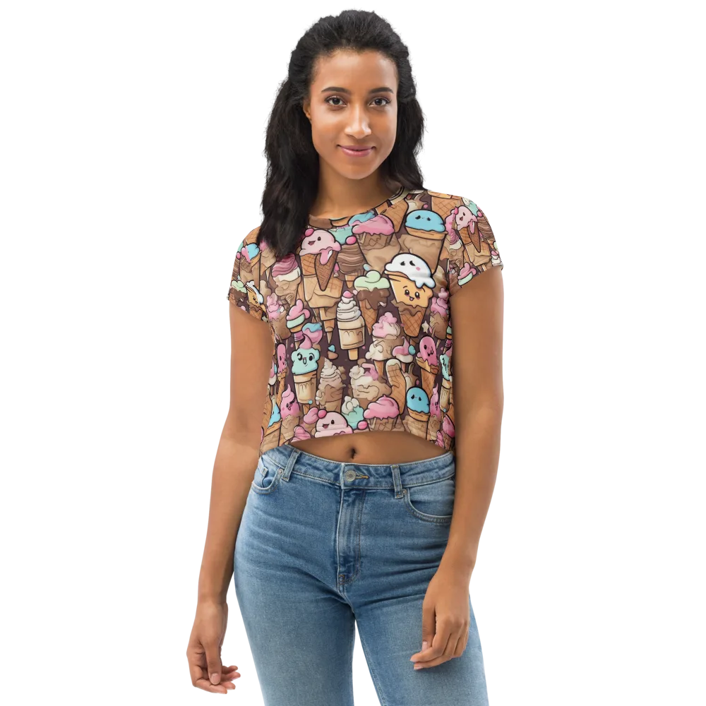 Sugar Swirl Parade on Crop Tee — Front