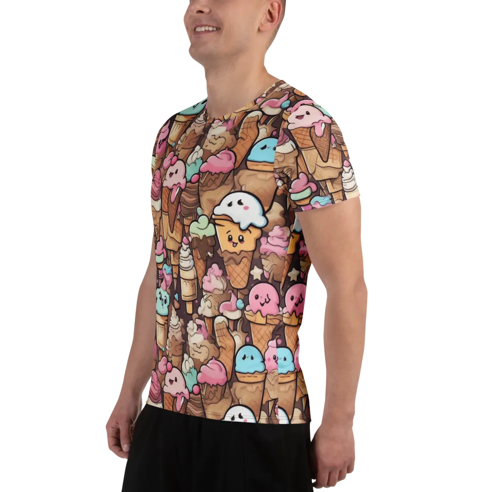 Sugar Swirl Parade on Men's Athletic T-Shirt — Left