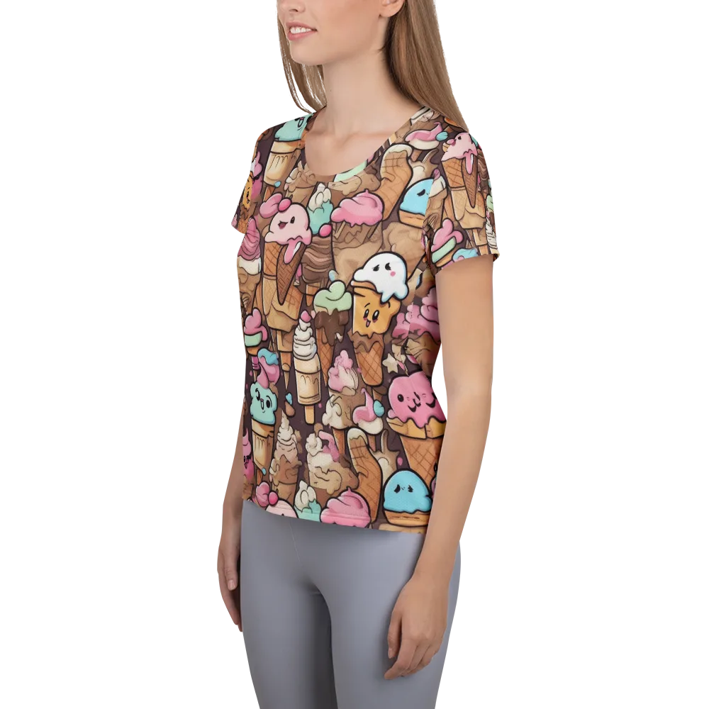 Sugar Swirl Parade on Women's Athletic T-Shirt — Left