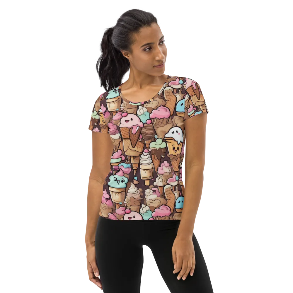 Sugar Swirl Parade on Women's Athletic T-Shirt — Front