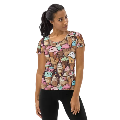 Sugar Swirl Parade on a Women's Athletic T-Shirt