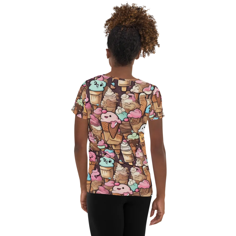 Sugar Swirl Parade on Women's Athletic T-Shirt — Back