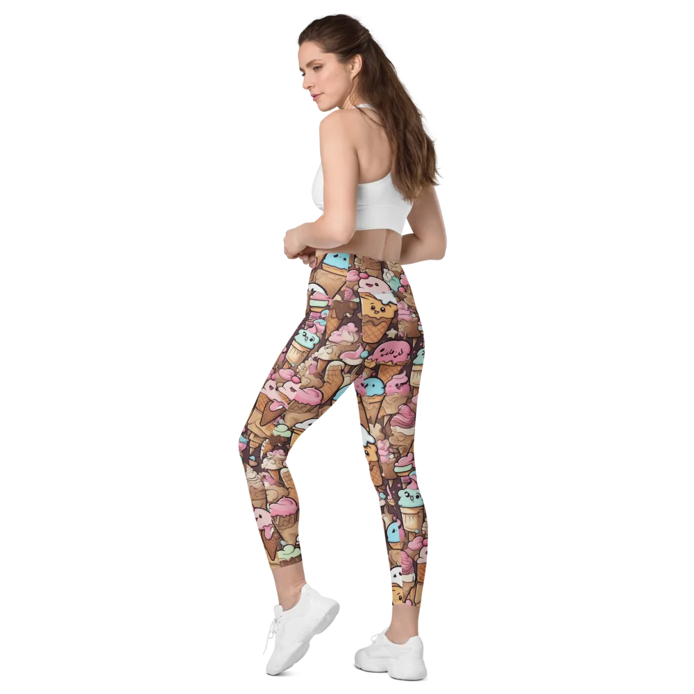 Sugar Swirl Parade on Leggings with Pockets — Left Back