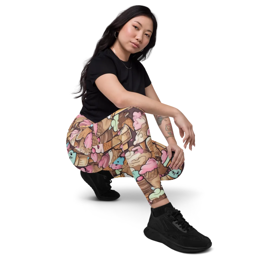 Sugar Swirl Parade on Leggings with Pockets — Right Front
