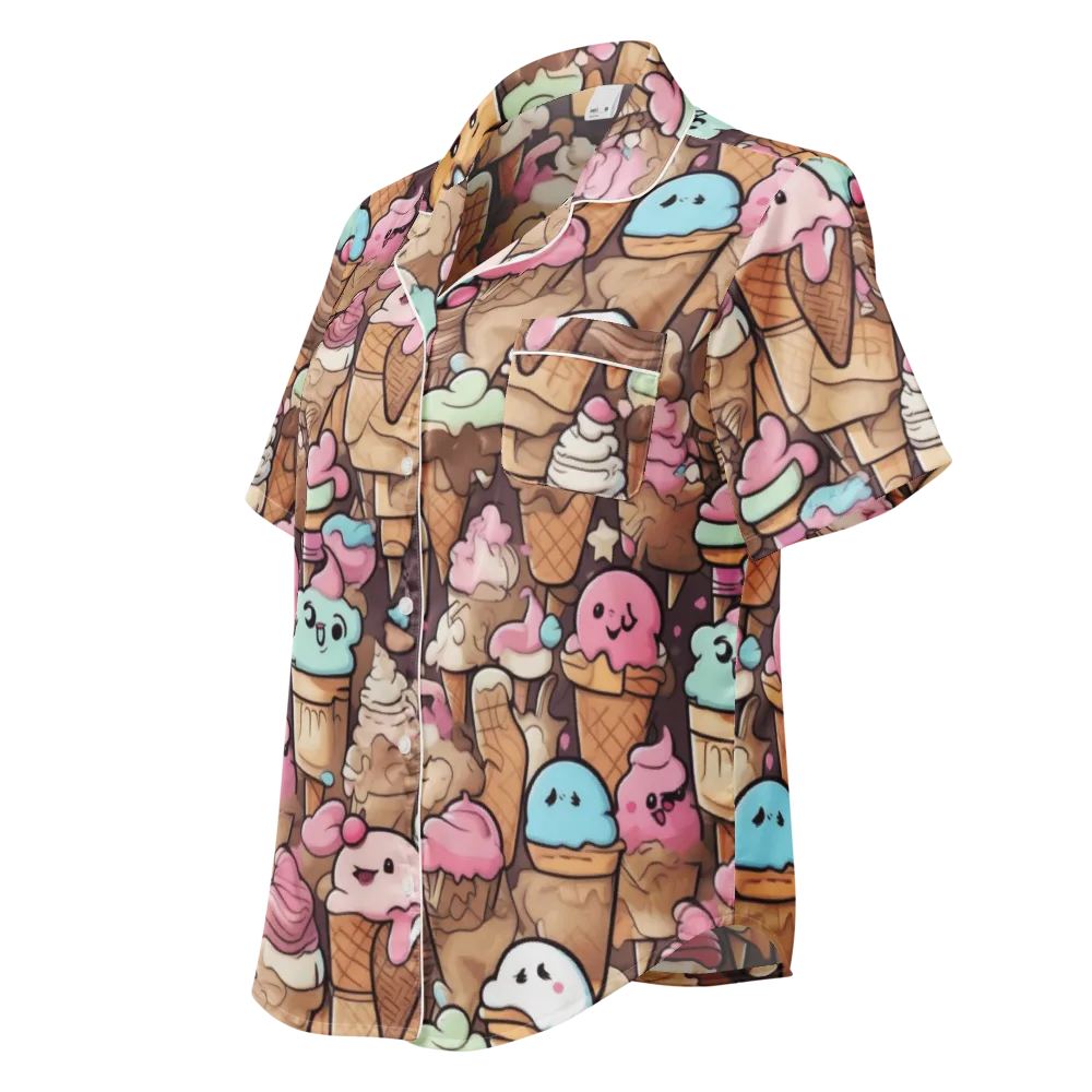 Sugar Swirl Parade on Women's Short Sleeve Pajama Top — Left Front