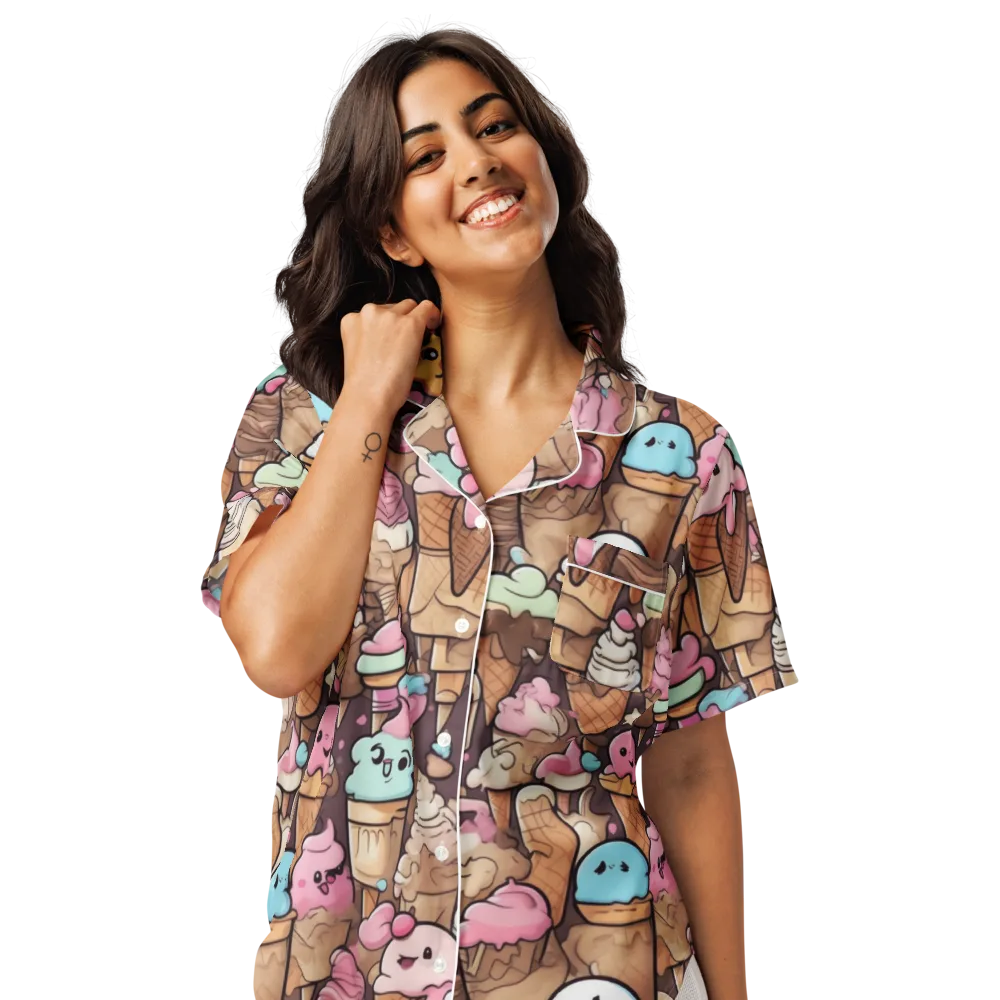 Sugar Swirl Parade on Women's Short Sleeve Pajama Top — Front