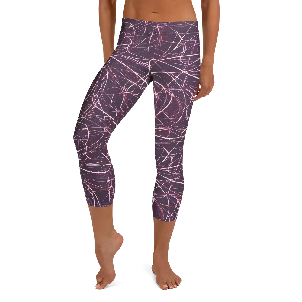 Plum Static on Capri Leggings — Front