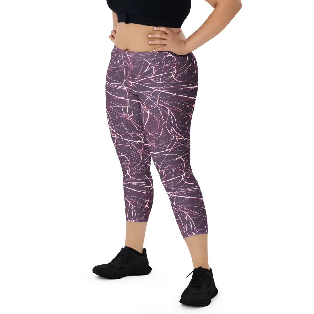 Plum Static on Capri Leggings — Front
