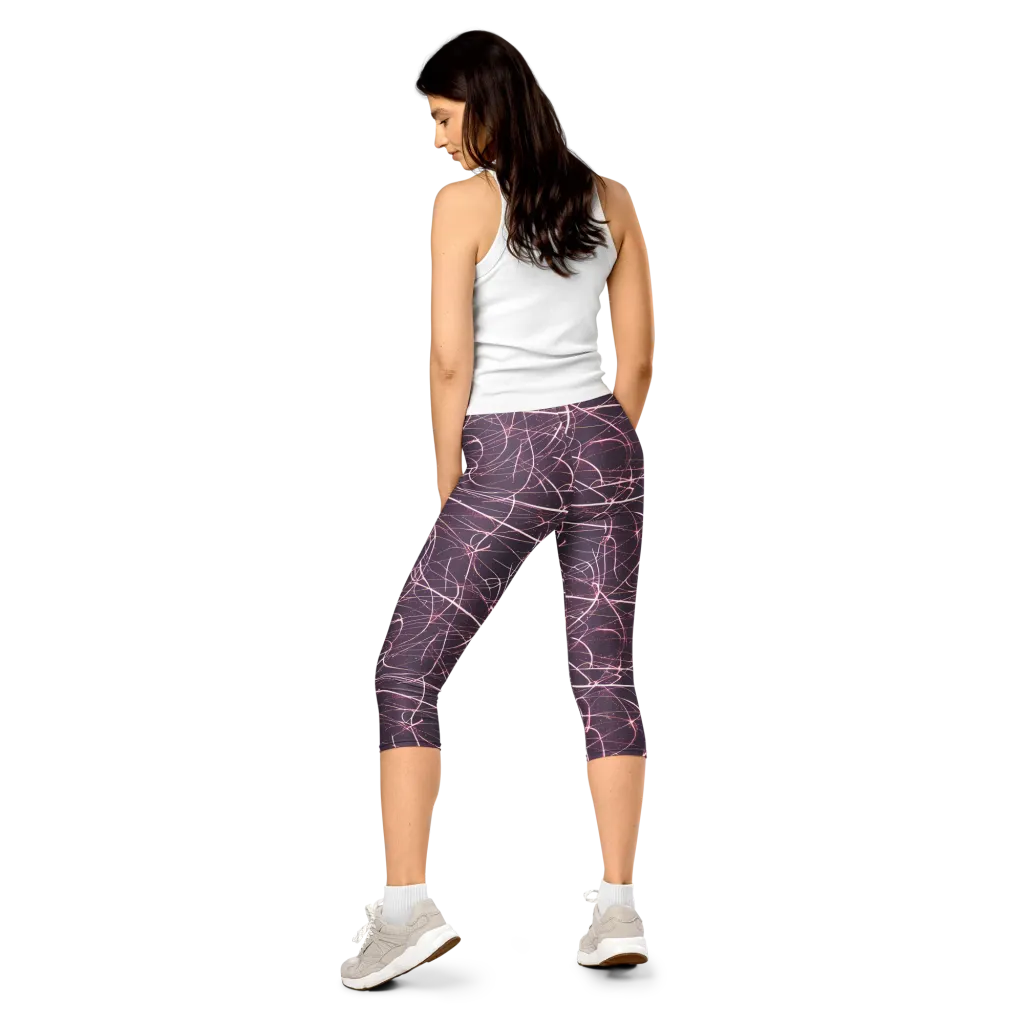 Plum Static on Capri Leggings — Back
