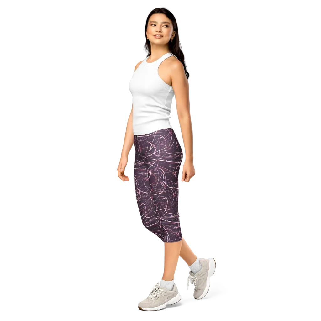 Plum Static on Capri Leggings — Left Front
