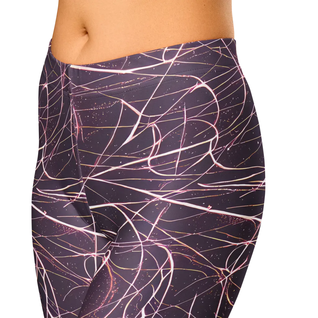 Plum Static on Capri Leggings — Zoomed-in