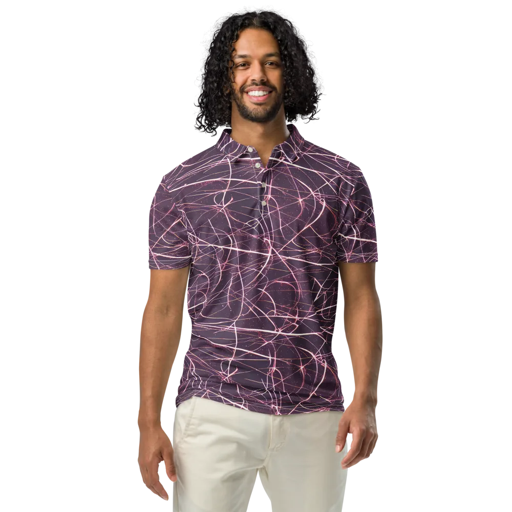 Plum Static on Men's Slim Fit Polo Shirt — Front