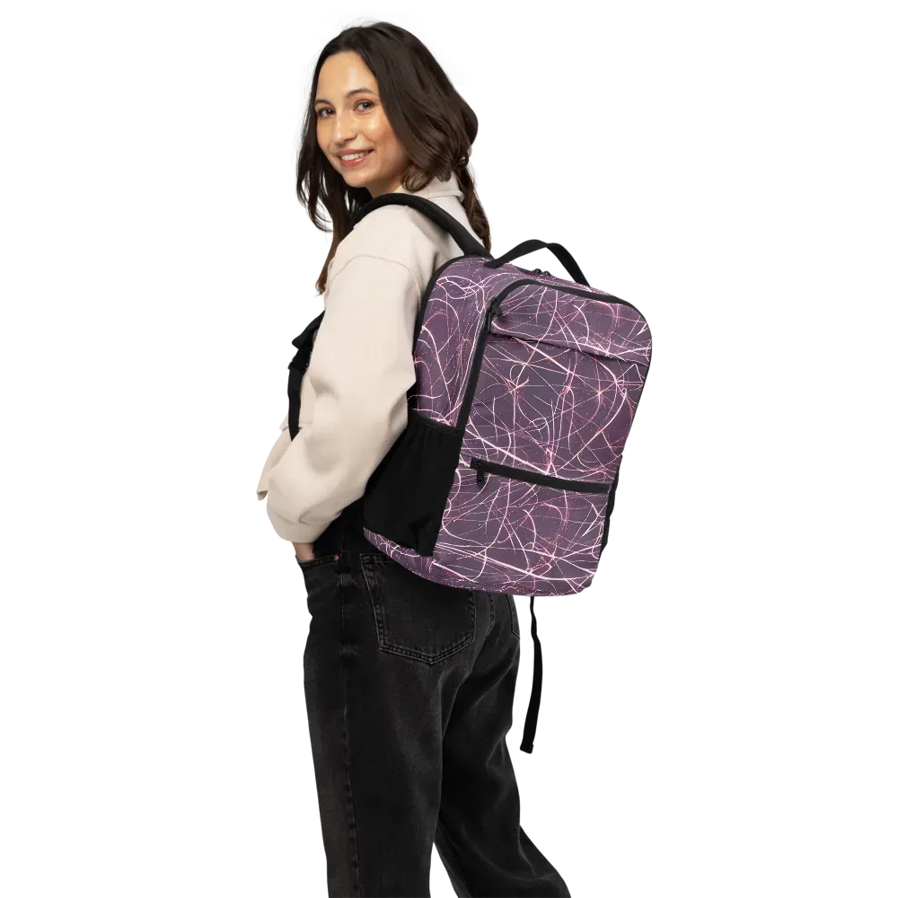 Plum Static on Utility Backpack — Back
