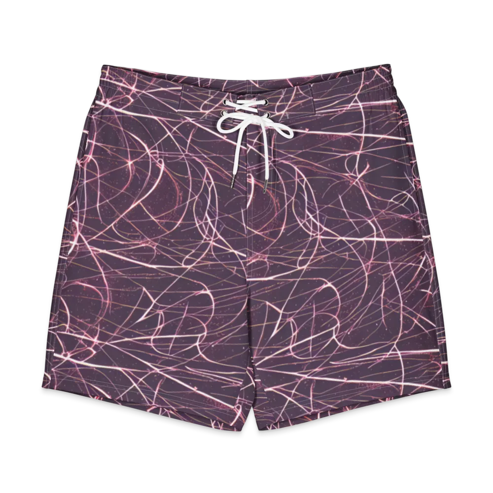 Plum Static on Men's Board Shorts — Front