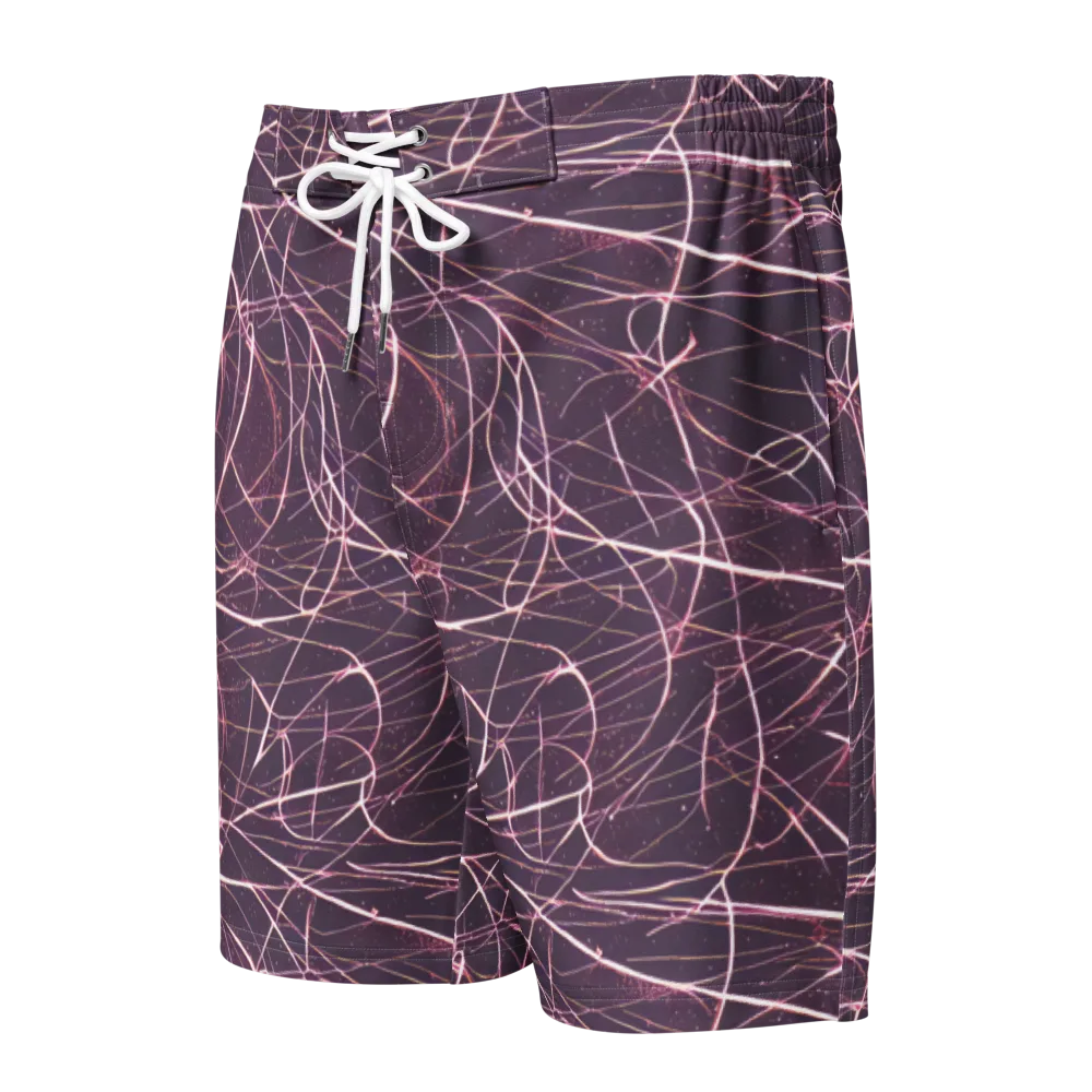 Plum Static on Men's Board Shorts — Front