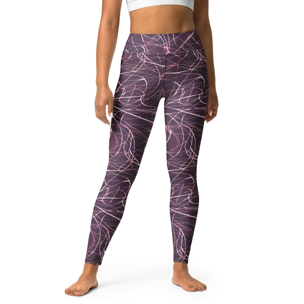 Plum Static on Yoga Leggings — Front