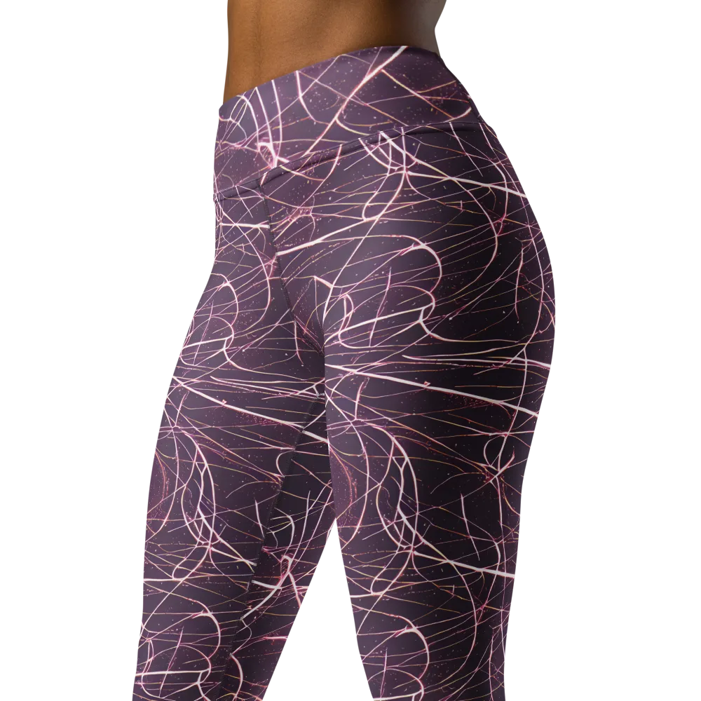 Plum Static on Yoga Leggings — Left Front