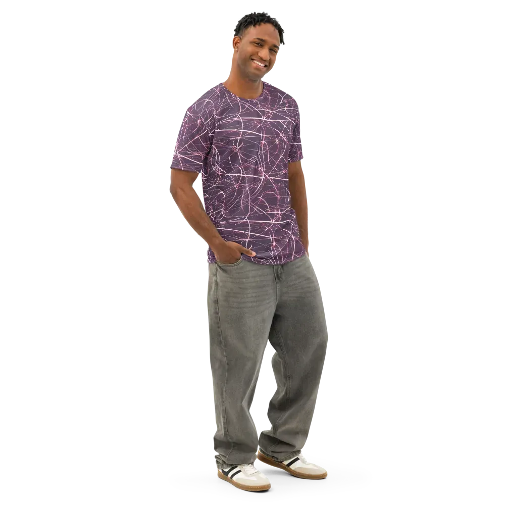 Plum Static on Men's Cotton Crew Neck T-Shirt — Right Front