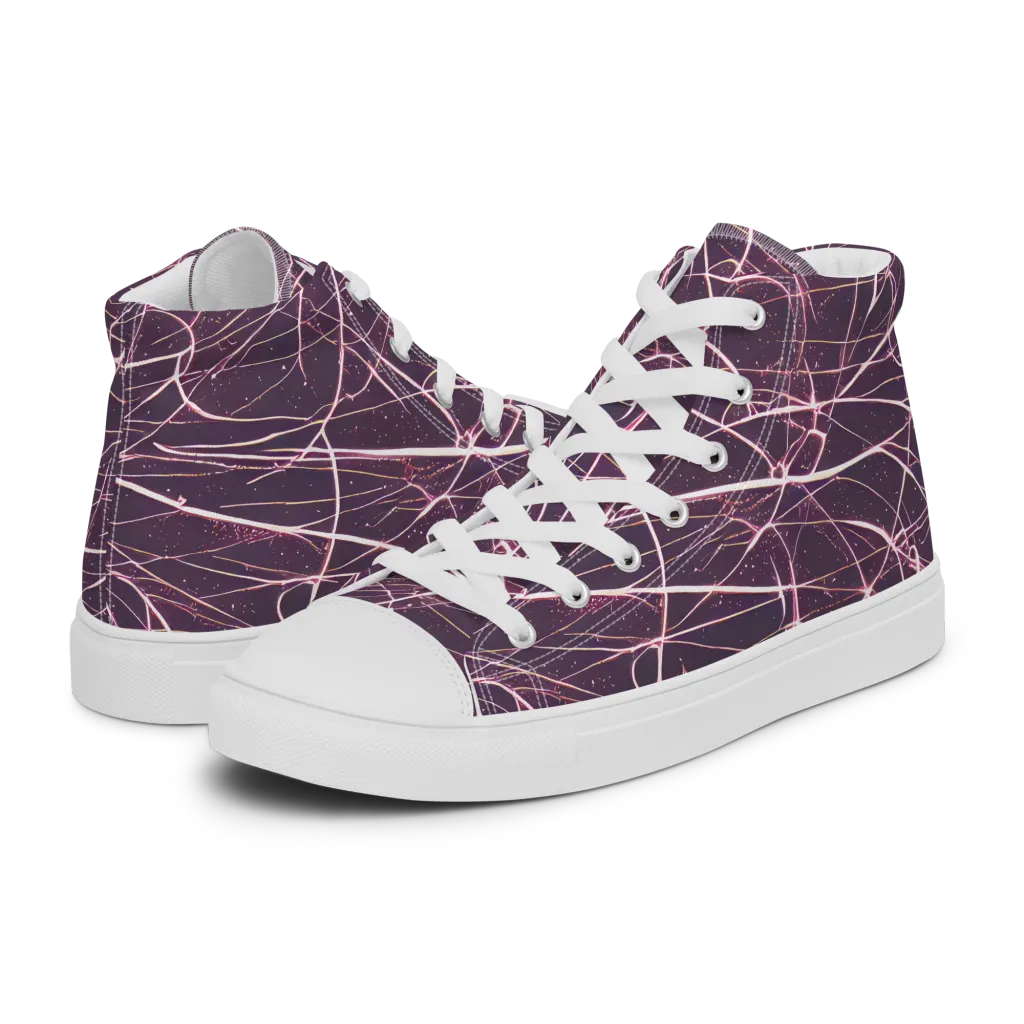 Plum Static on Men's High Top Canvas Shoes — Left