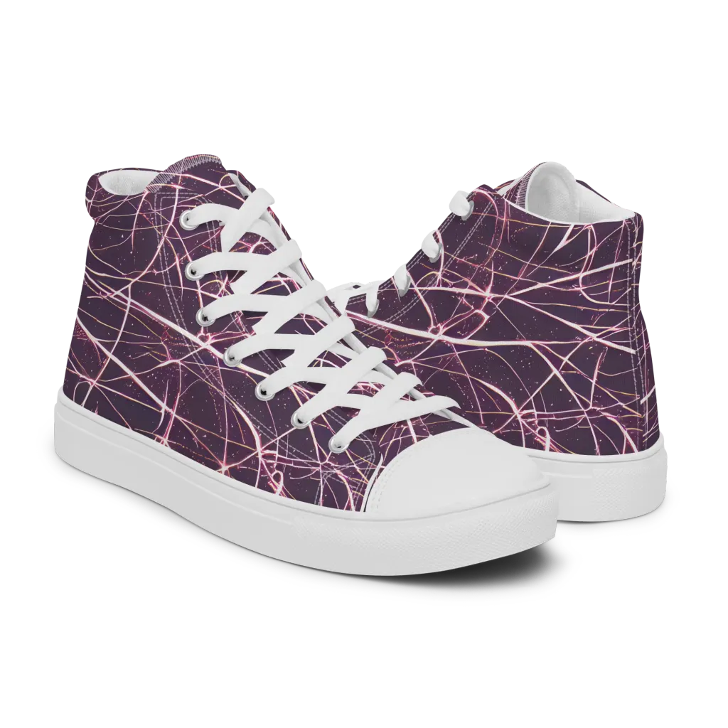 Plum Static on Men's High Top Canvas Shoes — Right