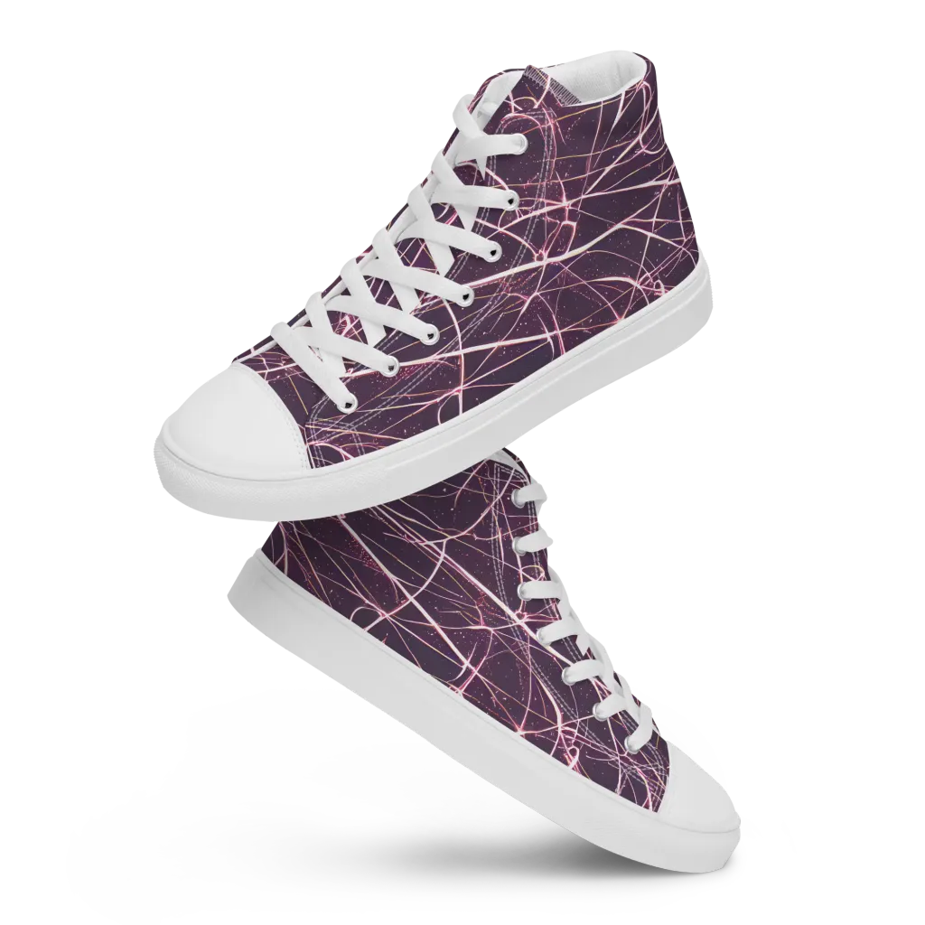 Plum Static on Men's High Top Canvas Shoes — Front
