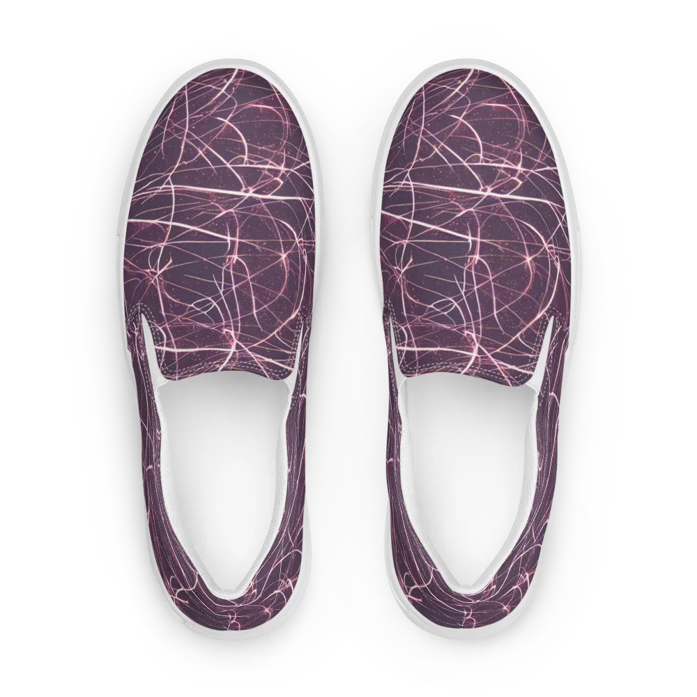 Plum Static on Men's Slip-On Canvas Shoes — Front