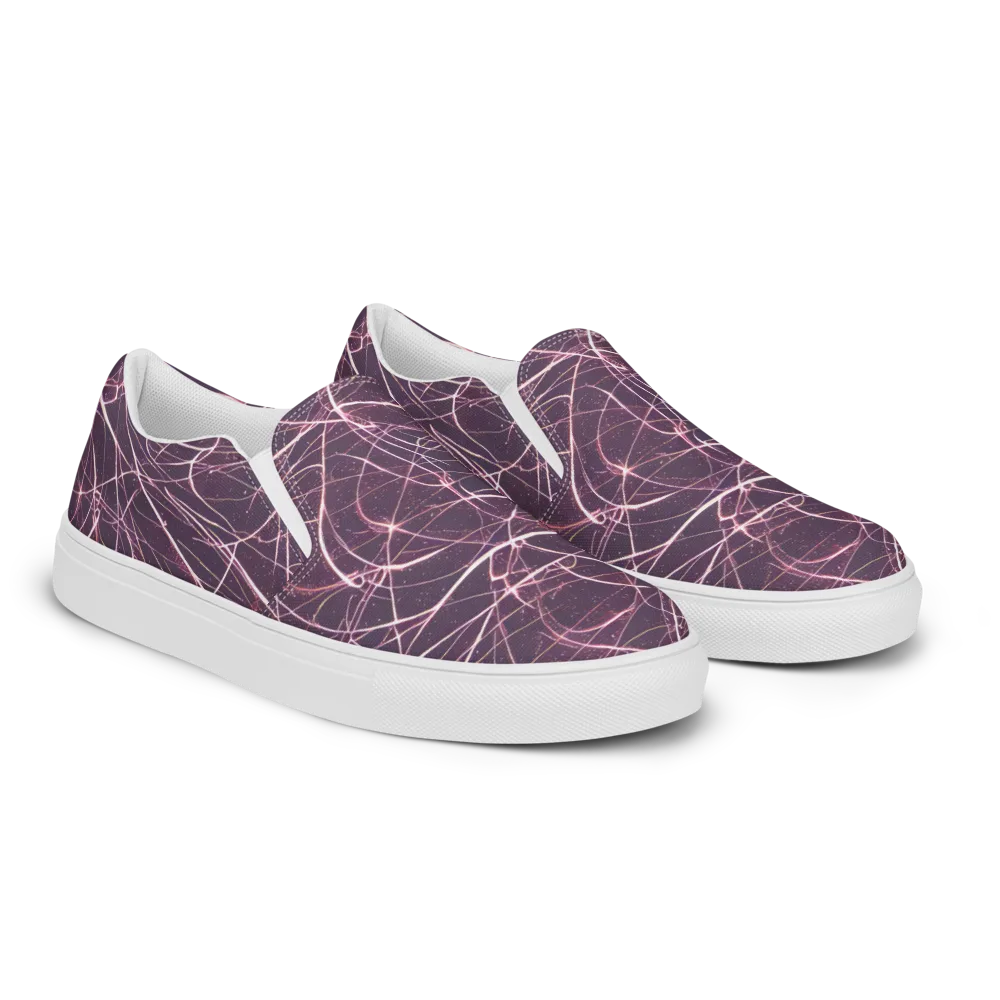 Plum Static on Men's Slip-On Canvas Shoes — Right Front