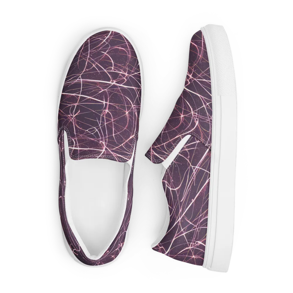 Plum Static on Men's Slip-On Canvas Shoes — Front
