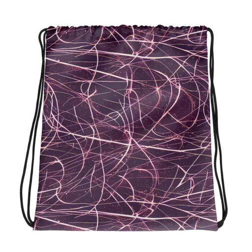 Plum Static on a Drawstring Bag