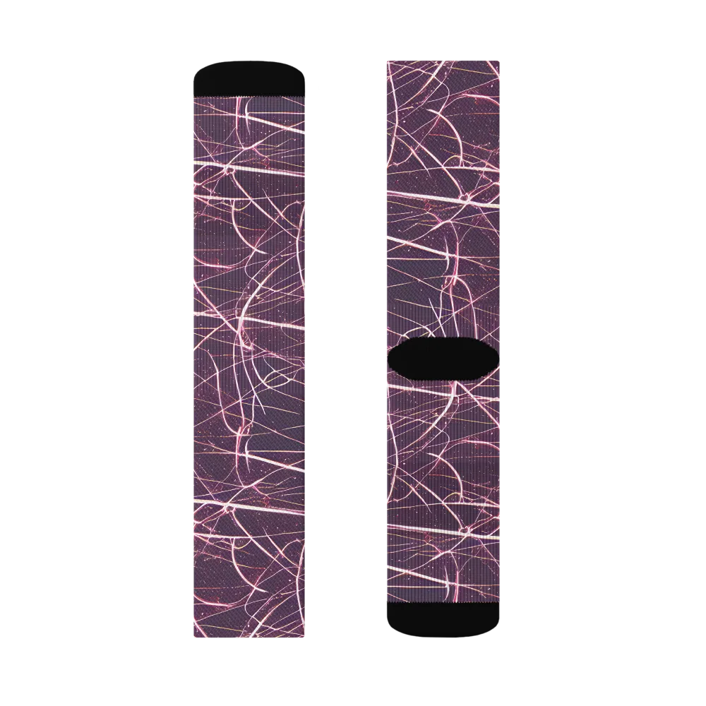 Plum Static on Socks — Right Sock