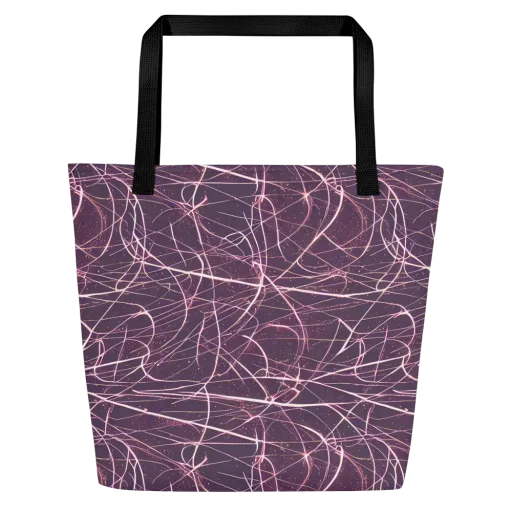 Plum Static on a Large Tote Bag W/ Pocket