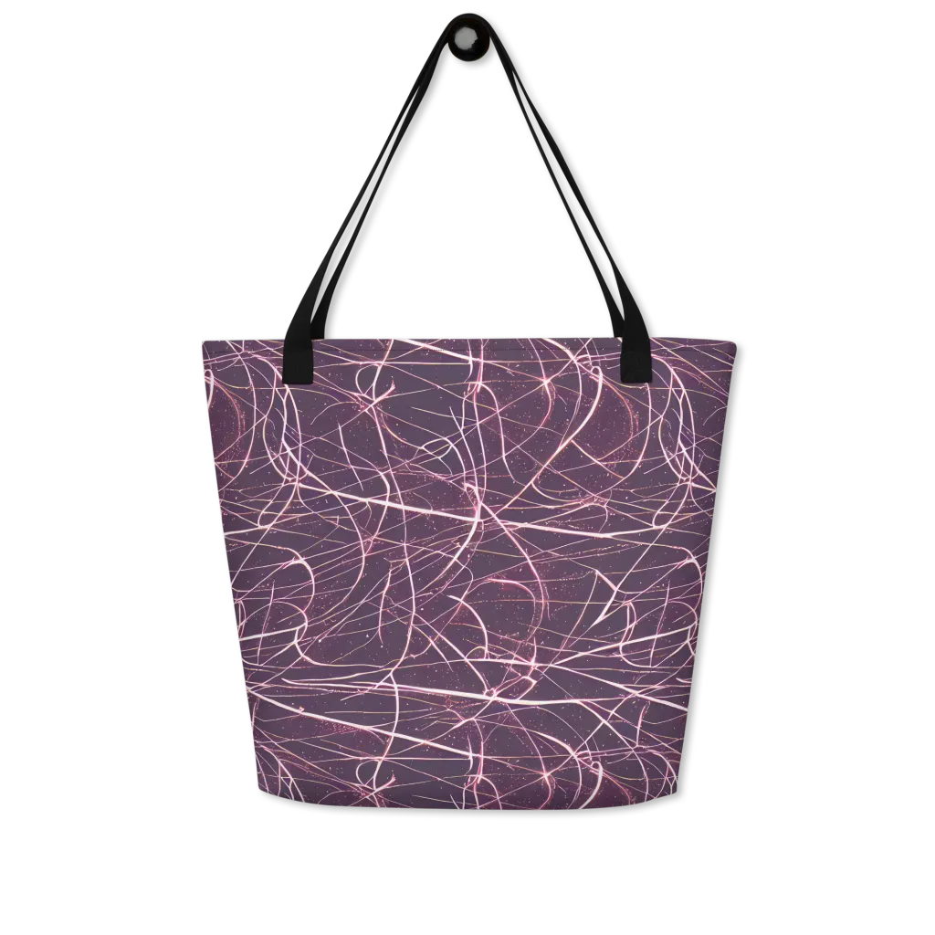 Plum Static on Large Tote Bag W/ Pocket — Front
