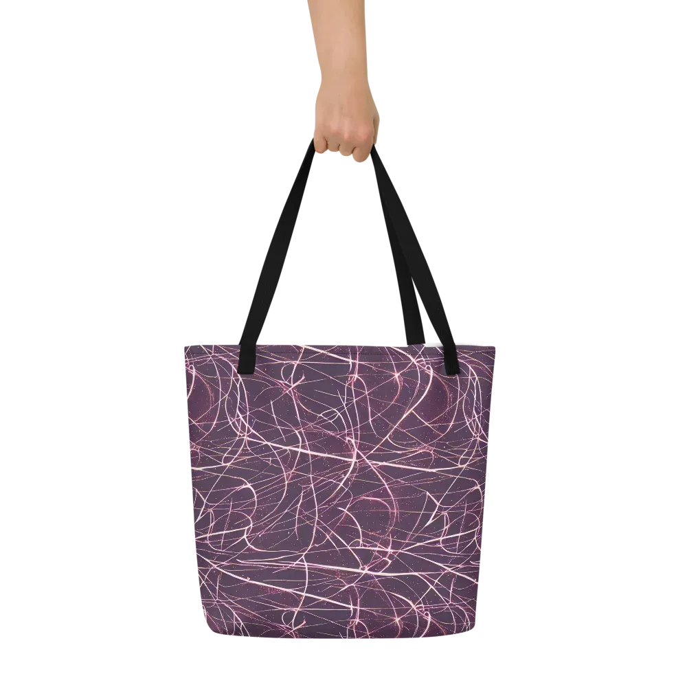 Plum Static on Large Tote Bag W/ Pocket — Front