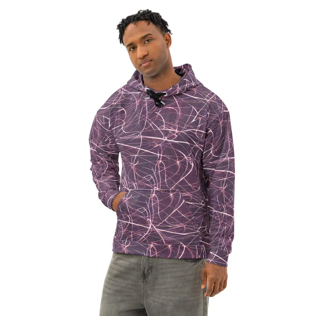 Plum Static on Cotton Hoodie — Left Front