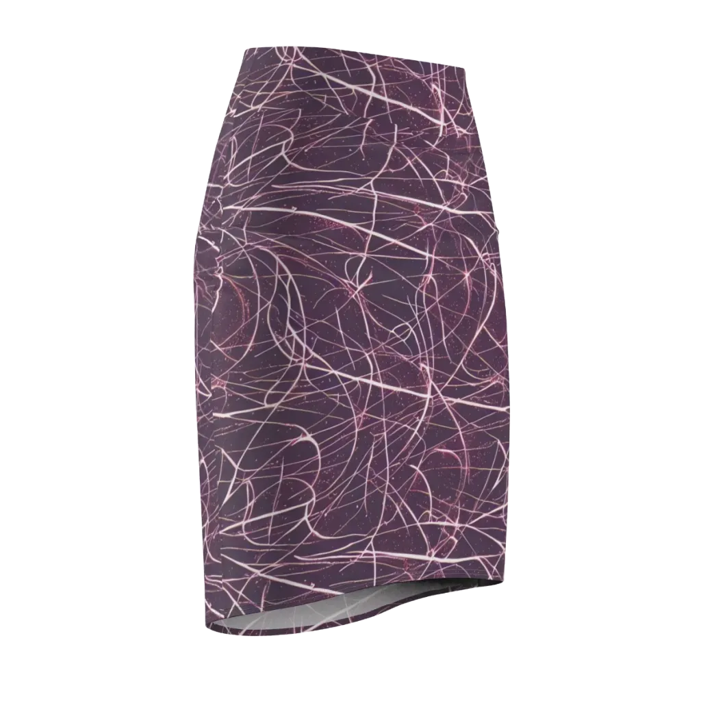 Plum Static on Pencil Skirt — Front Side