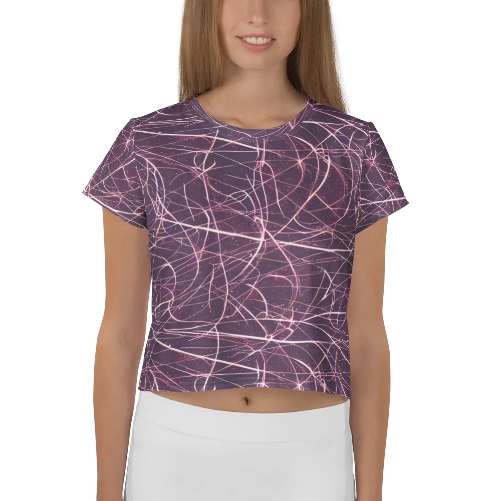 Plum Static on Crop Tee — Front
