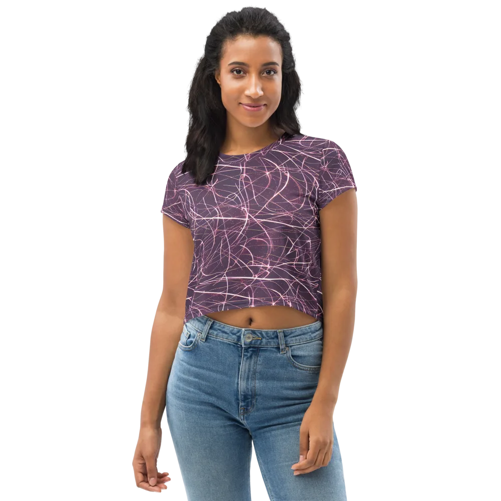 Plum Static on Crop Tee — Front