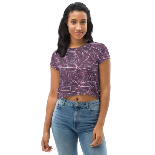 Plum Static on a Crop Tee