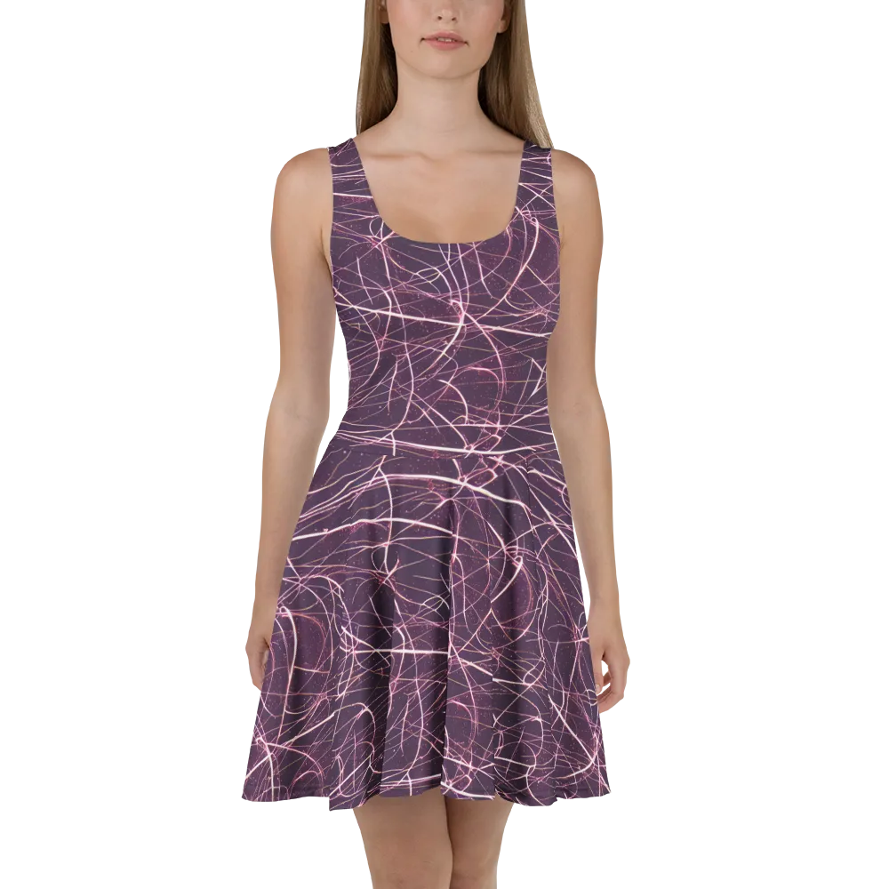 Plum Static on Skater Dress — Front