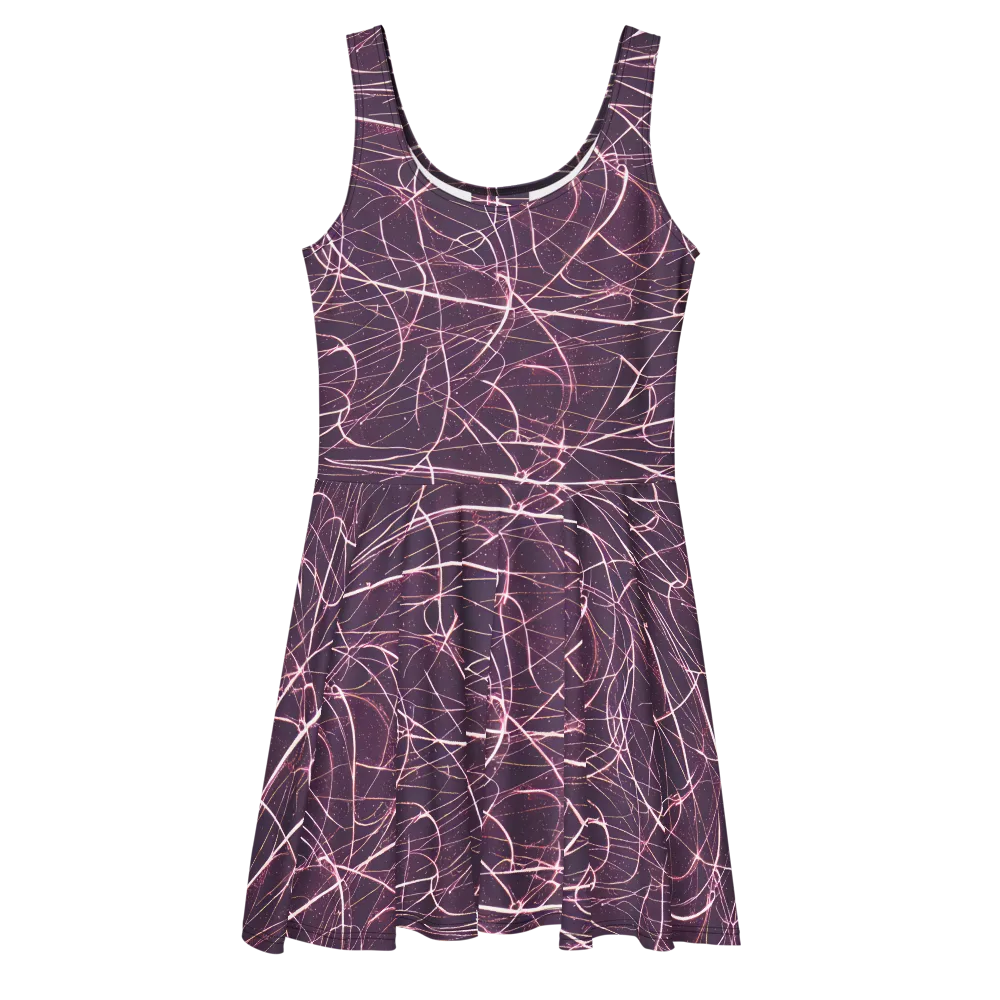 Plum Static on Skater Dress — Front