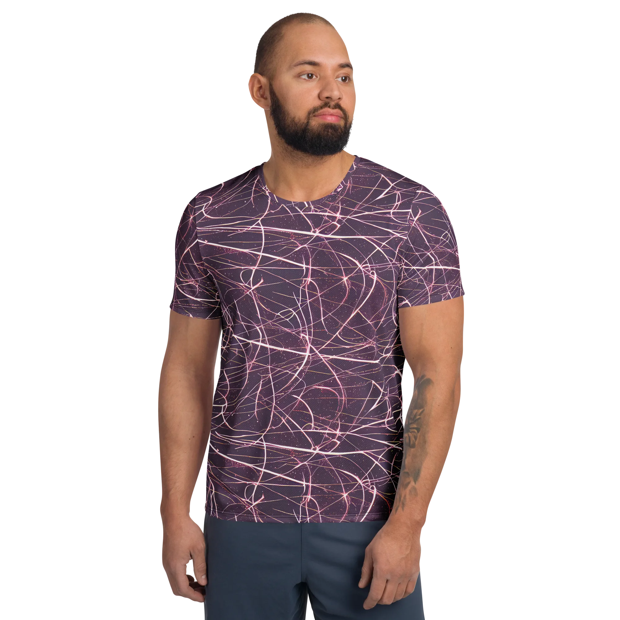 Plum Static on Men's Athletic T-Shirt — Front