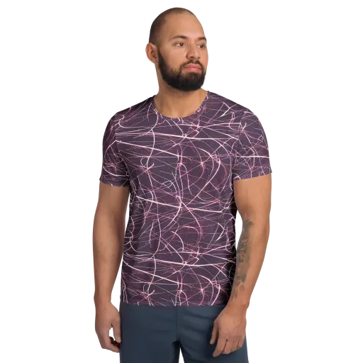 Plum Static on a Men's Athletic T-Shirt