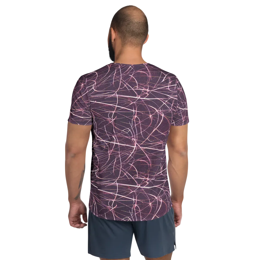 Plum Static on Men's Athletic T-Shirt — Back