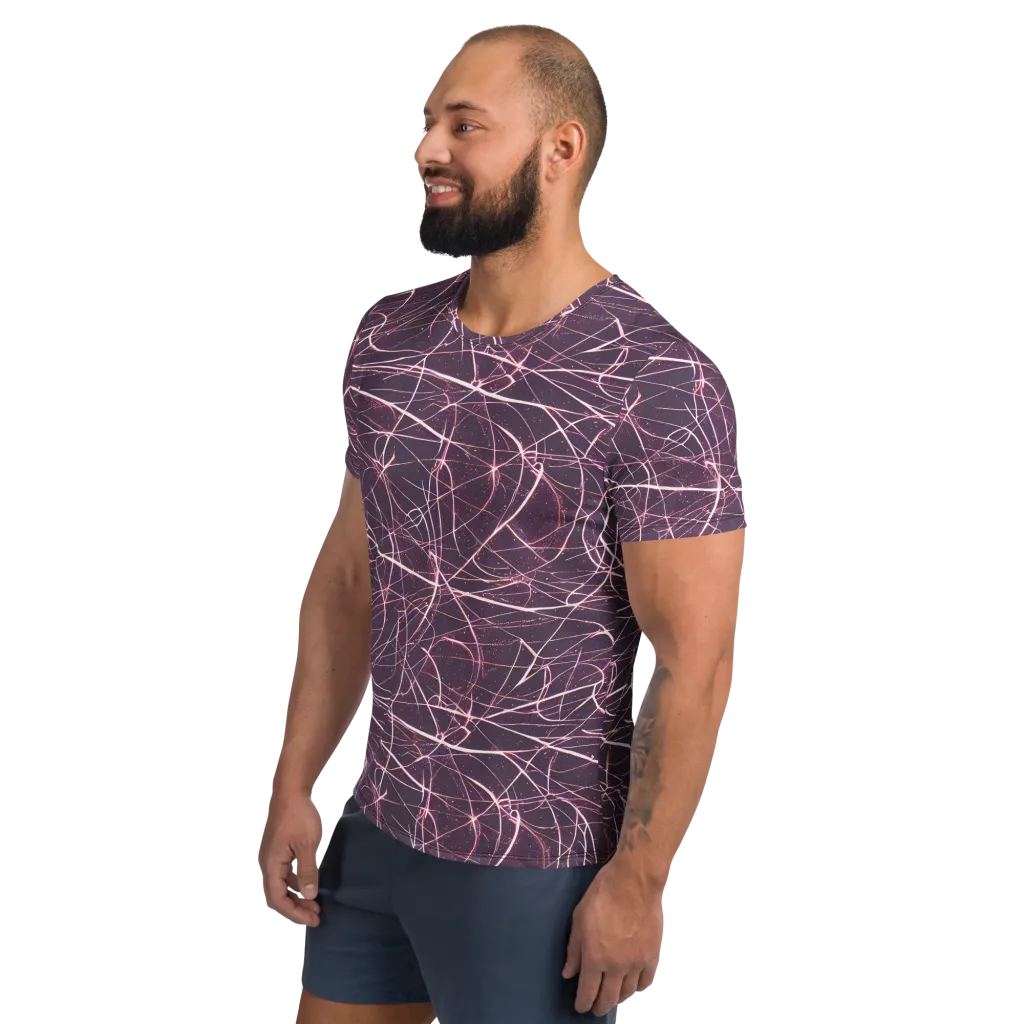 Plum Static on Men's Athletic T-Shirt — Left