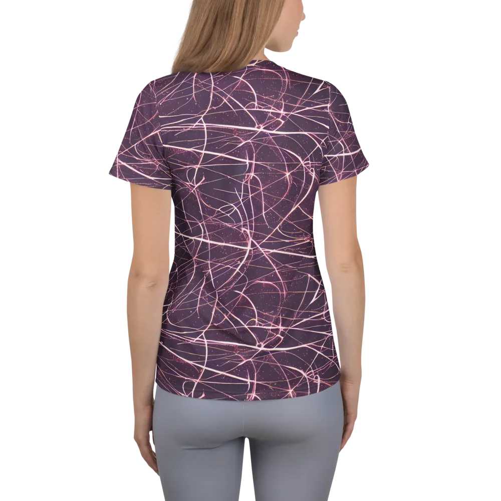 Plum Static on Women's Athletic T-Shirt — Back