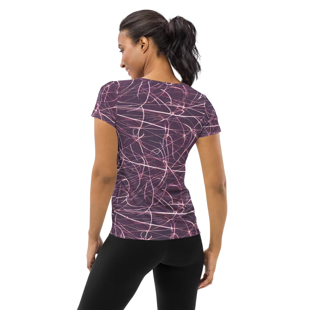 Plum Static on Women's Athletic T-Shirt — Back