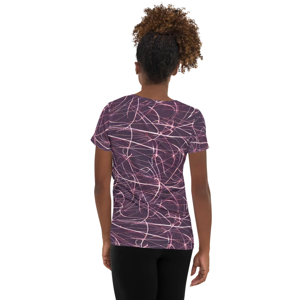 Plum Static on Women's Athletic T-Shirt — Back