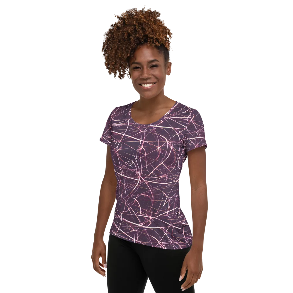 Plum Static on Women's Athletic T-Shirt — Left